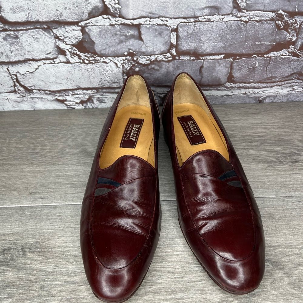 BALLY Magnum Dark Maroon Leather Slip On Loafers Dress Shoes Women’s Sz 8M
